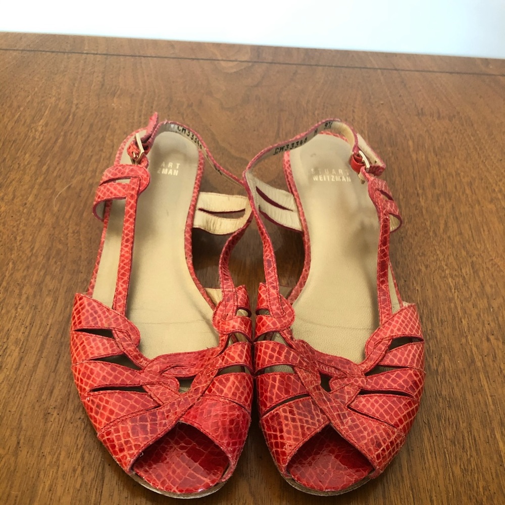 Vintage Stuart Weitzman Red Peep Toe Flats